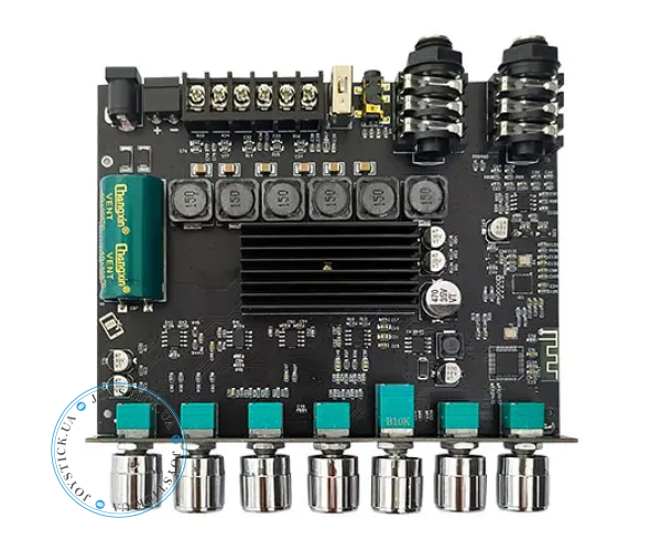 Підсилювач звуку з караоке 2.1 канал ZK-AM100 50x2 Ват плюс 100 Ват вихід на сабвуфер D-клас на базі TPA3116D2 - Колір Чорний